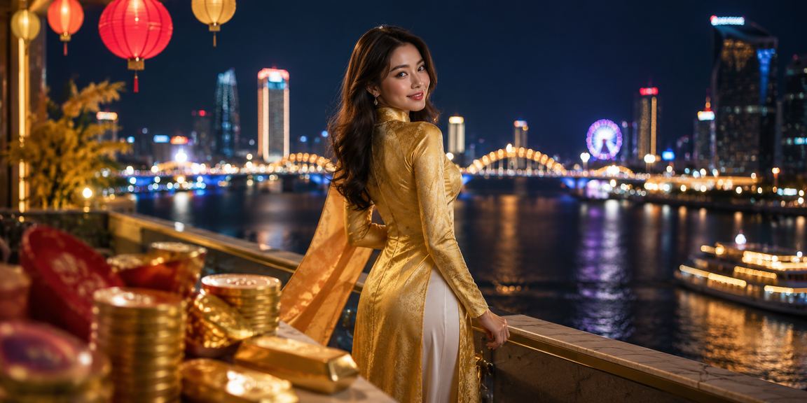 Không gian casino và cá cược tại Đà Nẵng về đêm với ánh đèn rực rỡ